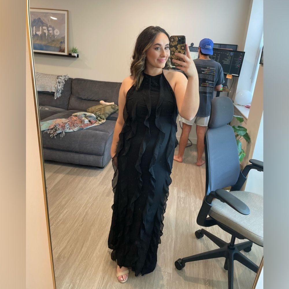 Elegant Black Halter Dress